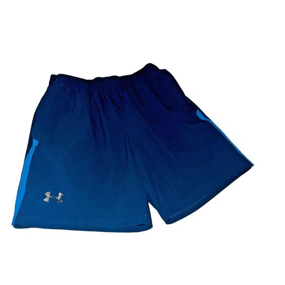 Under Armour Vintage Soccer Running Gym Workout Shorts Fitted Blue Small - Picture 2 of 9
